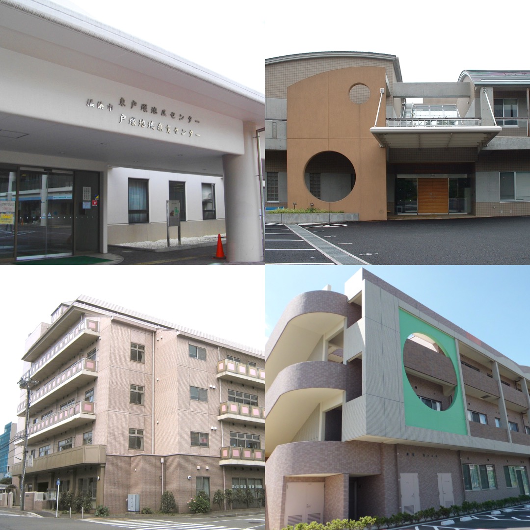 横浜市総合リハビリテーションセンター、地域療育センター、障害者スポーツ文化センターラポール外観。施設で働く人たちやイベントの様子。